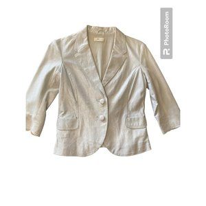 June Metallic Silver Coated Leather Short Blazer size Small